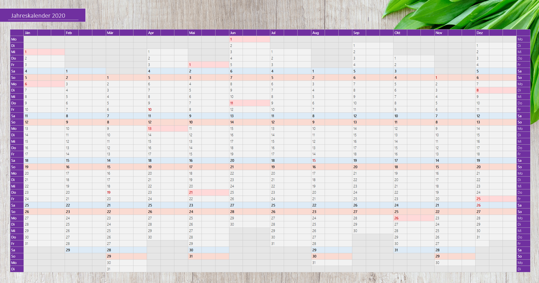 OneNote Jahreskalendar 2020