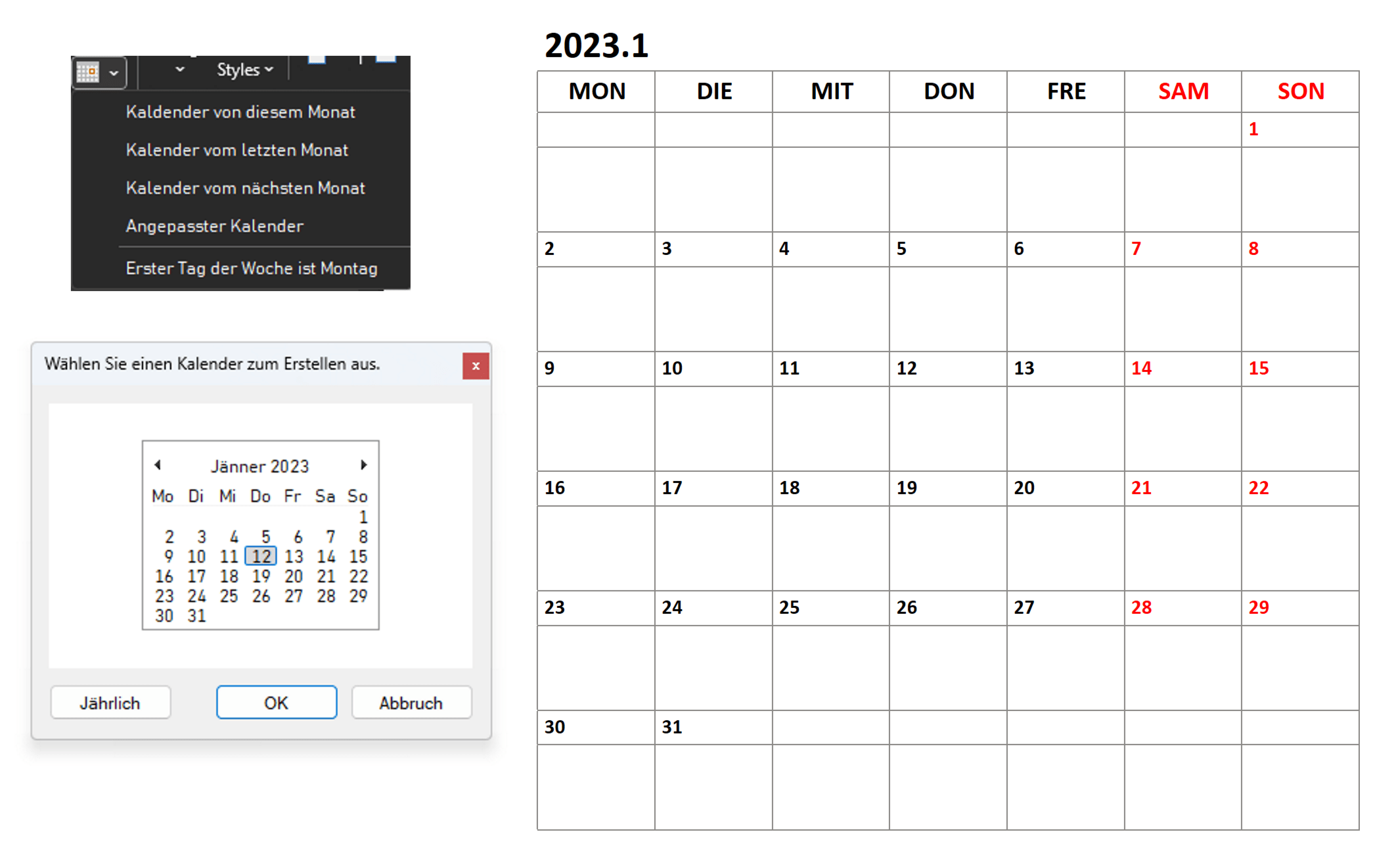 Kalender mit Gem for OneNote