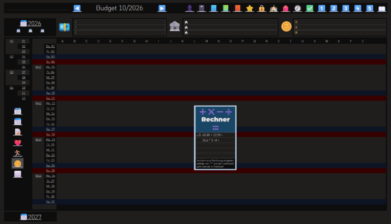 Planer-Budget dark